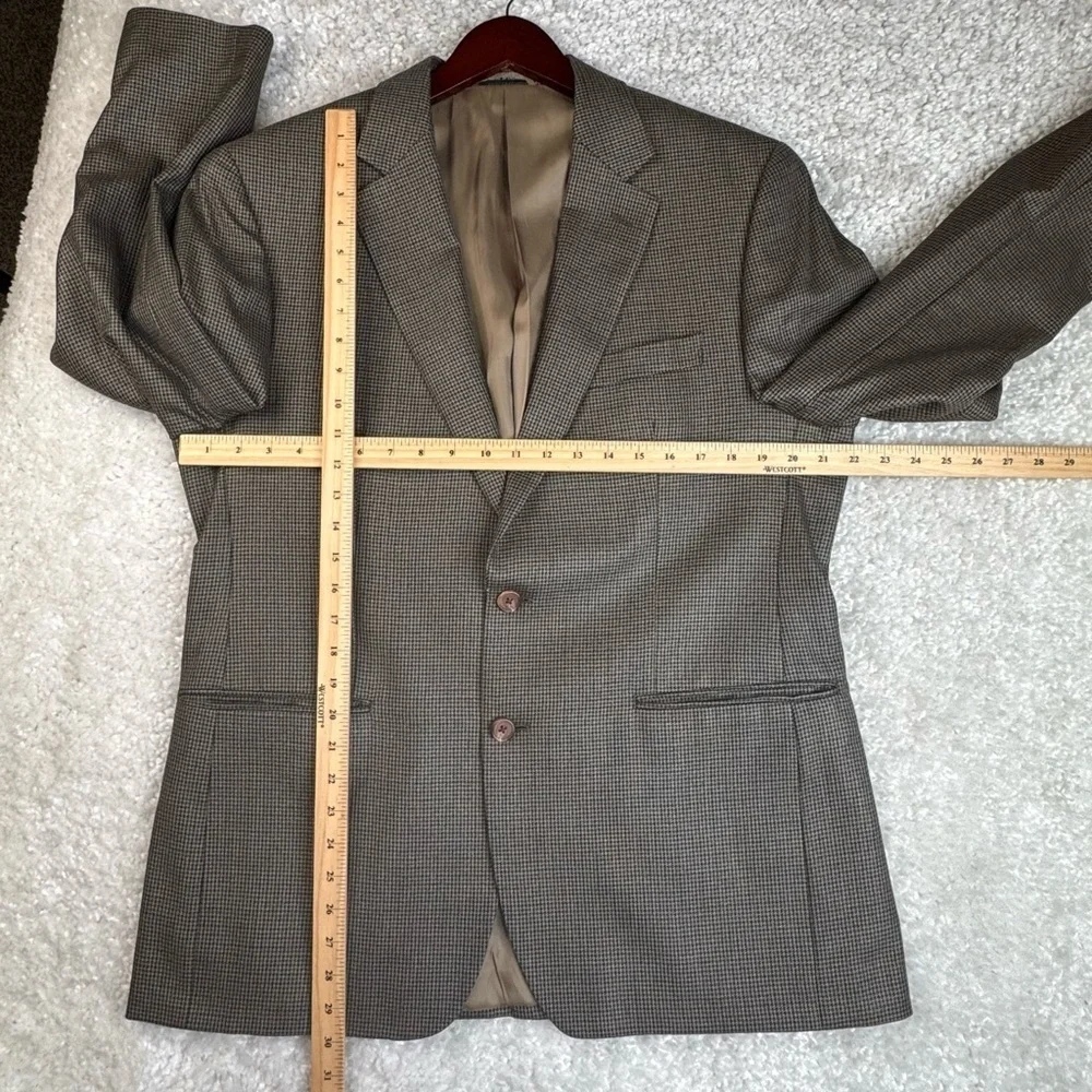 Ralph Lauren Sports Jacket Blazer Houndstooth Olive Brown Silk Wool Dillards 42R